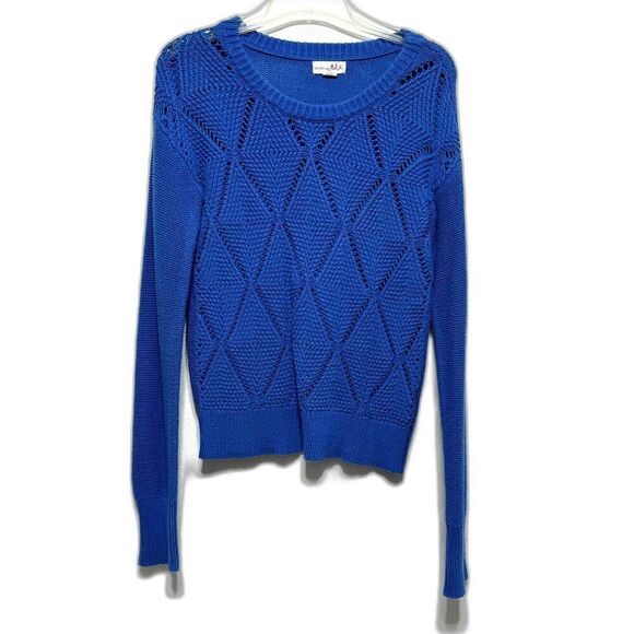 Shrinking Violet Sweater Cotton Blend Blue Round Neck Long Sleeve Women Medium - Picture 1 of 7